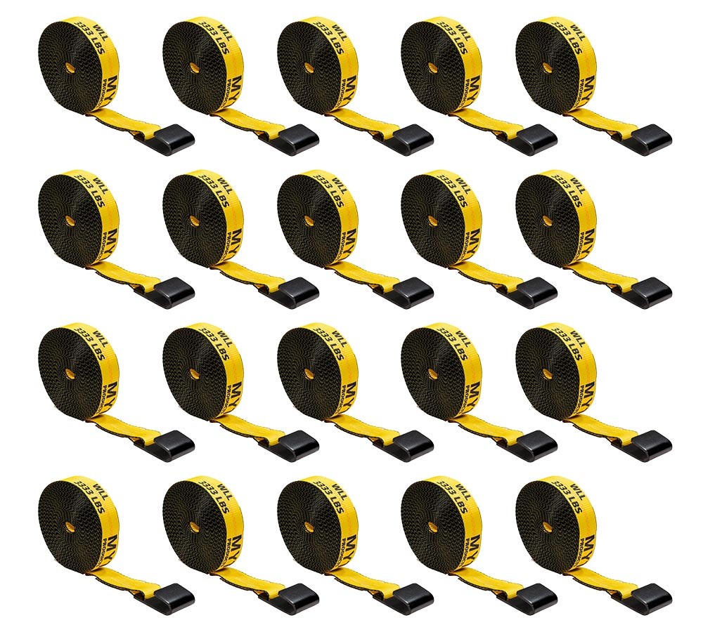 20 Pk 2"x40' Heavy Duty Yellow Winch Straps Tie Down w/Flat Hook WLL# 3,333 lbs