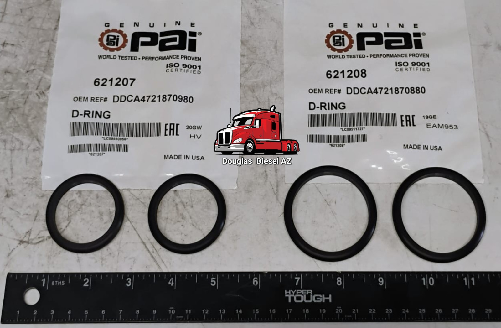 OIL TUBE SEALING RINGS for DD15. PAI BRAND. Ref# DETROIT A4721870880 A4721870980