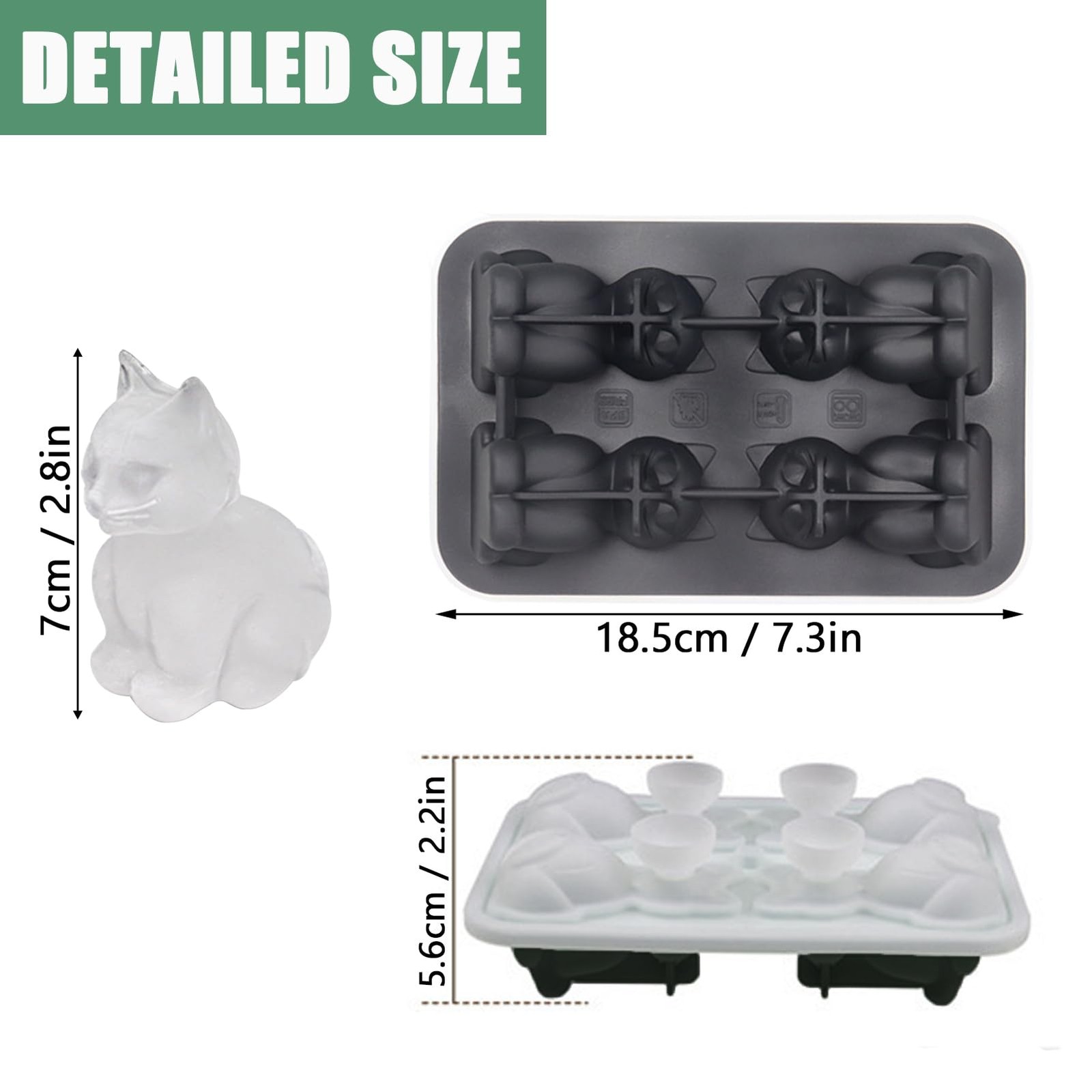 3D Cat Ice Cube Mold, Admaison Tray with Funnel 1,