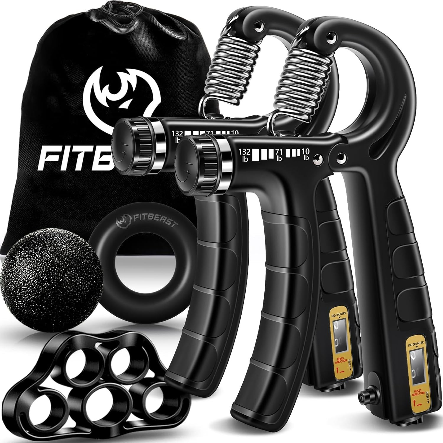 Ultimate Hand Grip Workout Kit: 5 Pack with Adjustable Resistance & Accessories