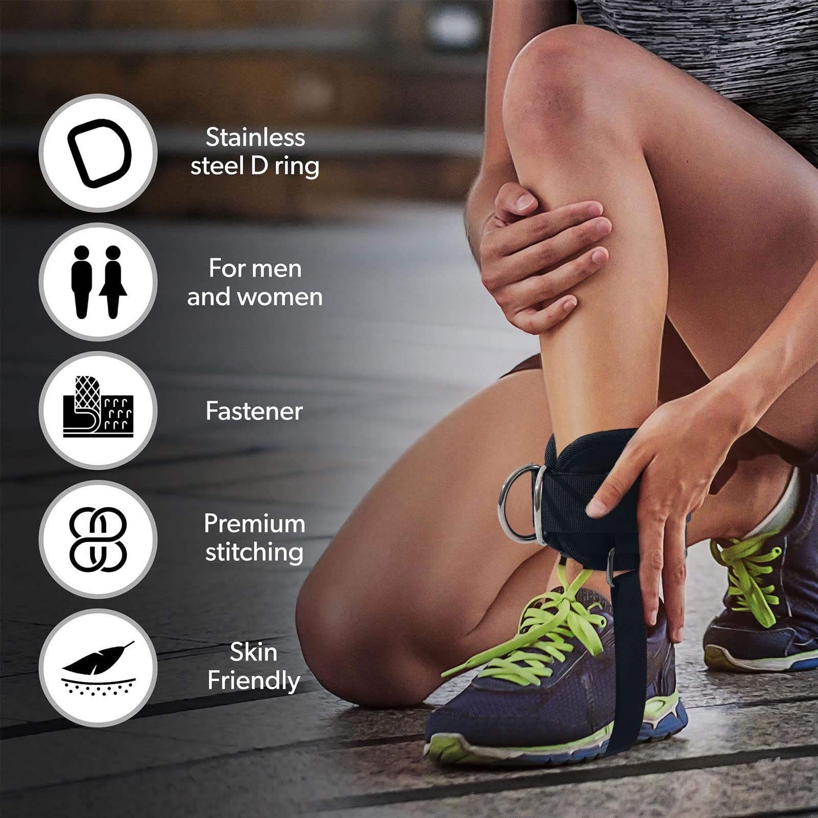 Ankle Straps for Cable Machines Kickbacks - Glute Workout Cuffs Padded
