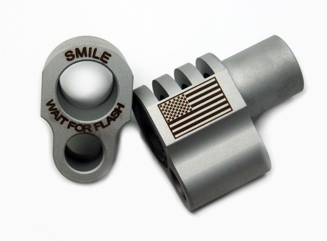 1911 Full-Size Smile Wait for Flash/Flag Engraved Compensator 45acp SS SATIN