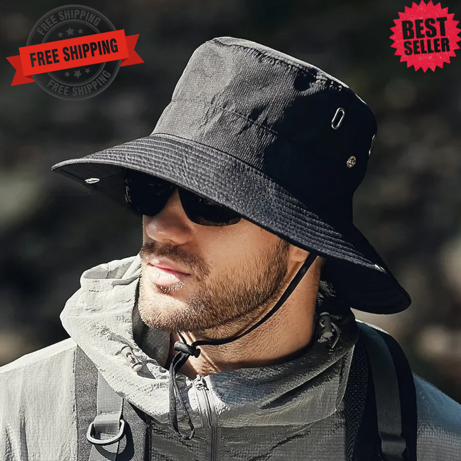 Mens Wide Brim Sun Hat UV Protection Waterproof Safari Fishing Hiking Bucket