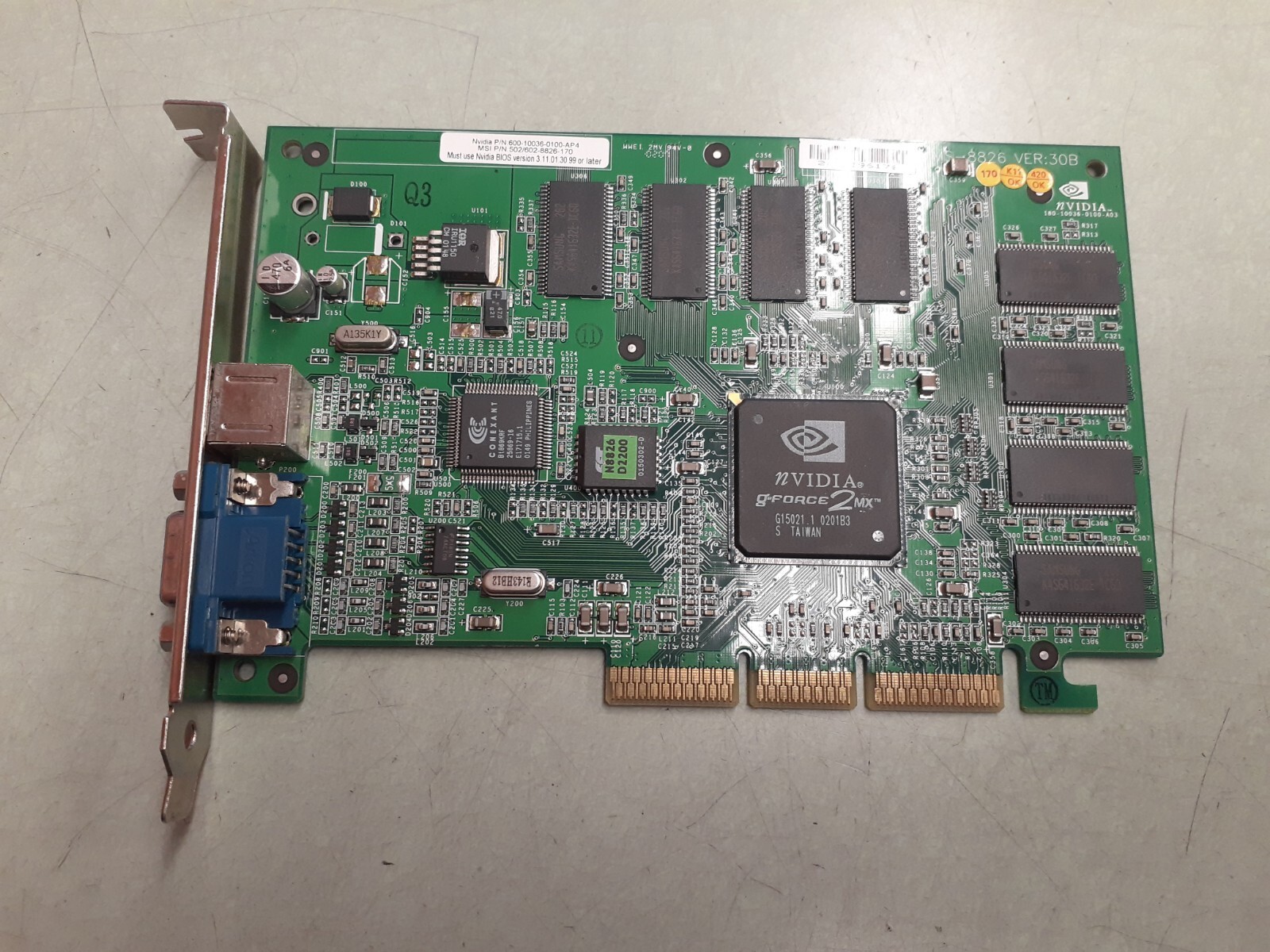 NVidia N1996 MS-8826 Ver:30B AGP Video Card 600-10036-0100-AP4