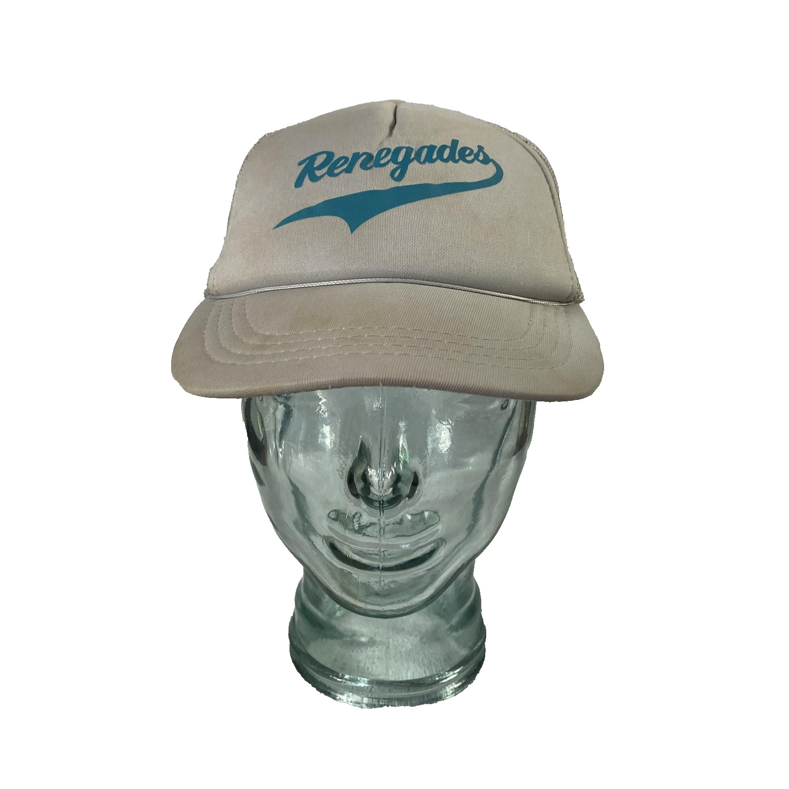 Vintage Renegades Hat Cap Snap Back Youth Boys Beige Mesh Trucker Sports 80s