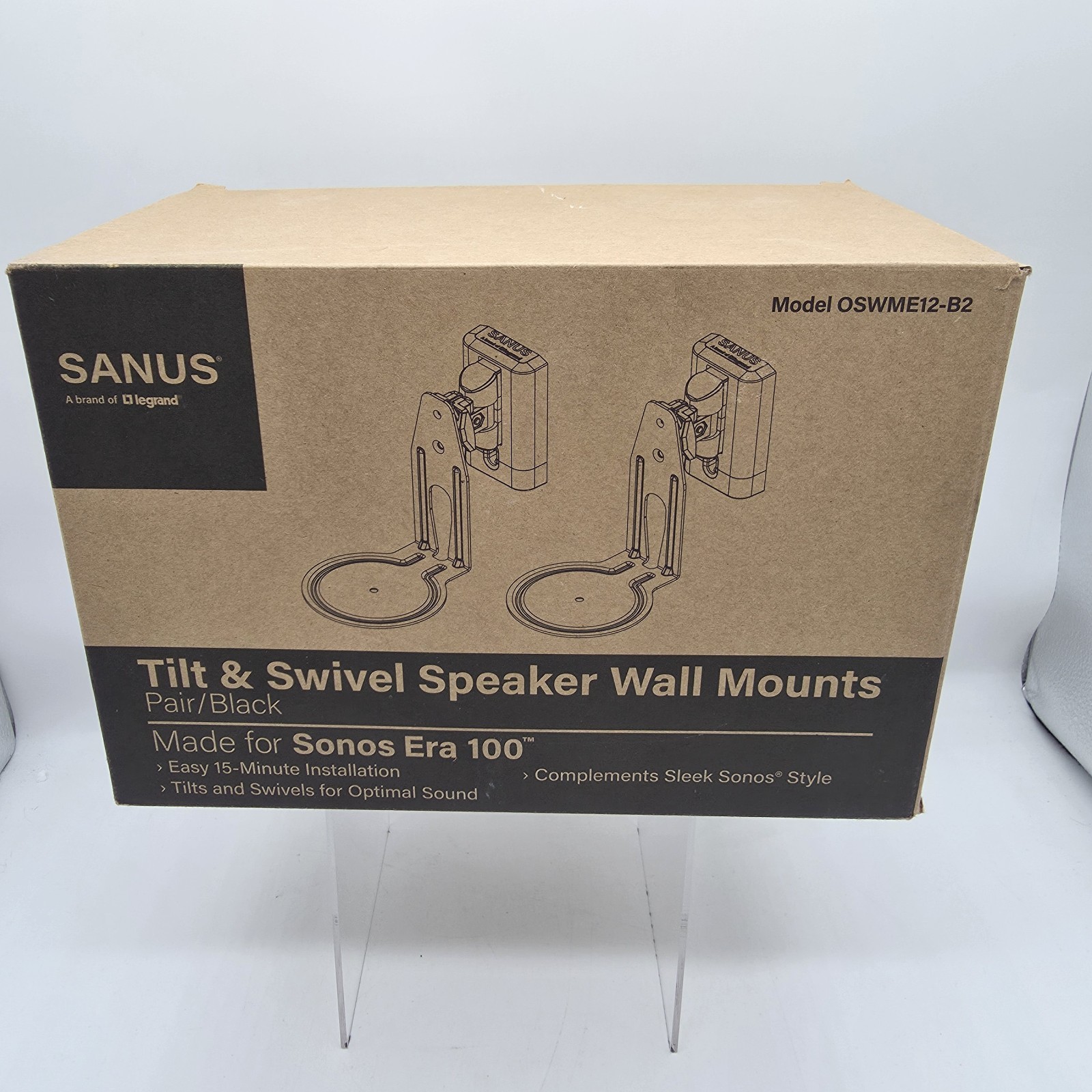 Sanus Tilt & Swivel Speaker Wall Mounts Sonos Era 100 Brand New Black OSWME12-B2