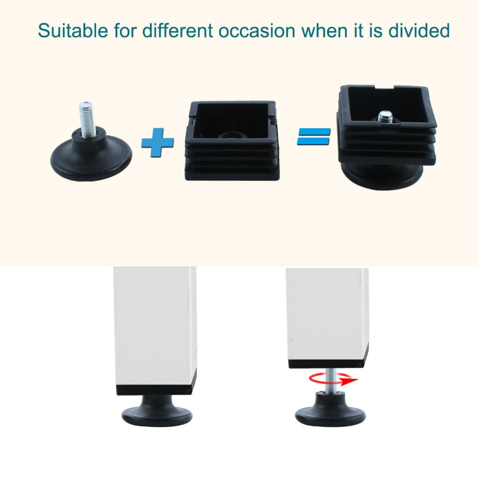 Adjustable Leveling Foot Square Insert 48mm x 48mm 4 Sets