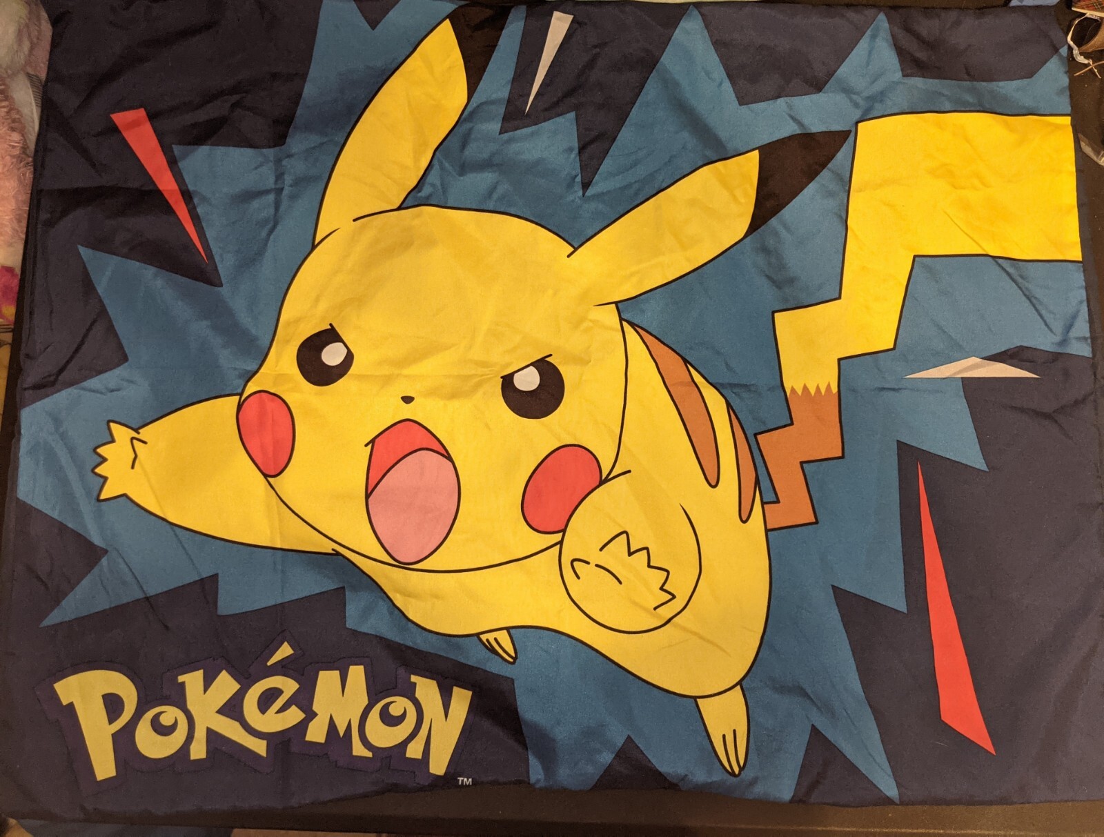 Pokemon Pikachu Pillowcase Blue and Yellow