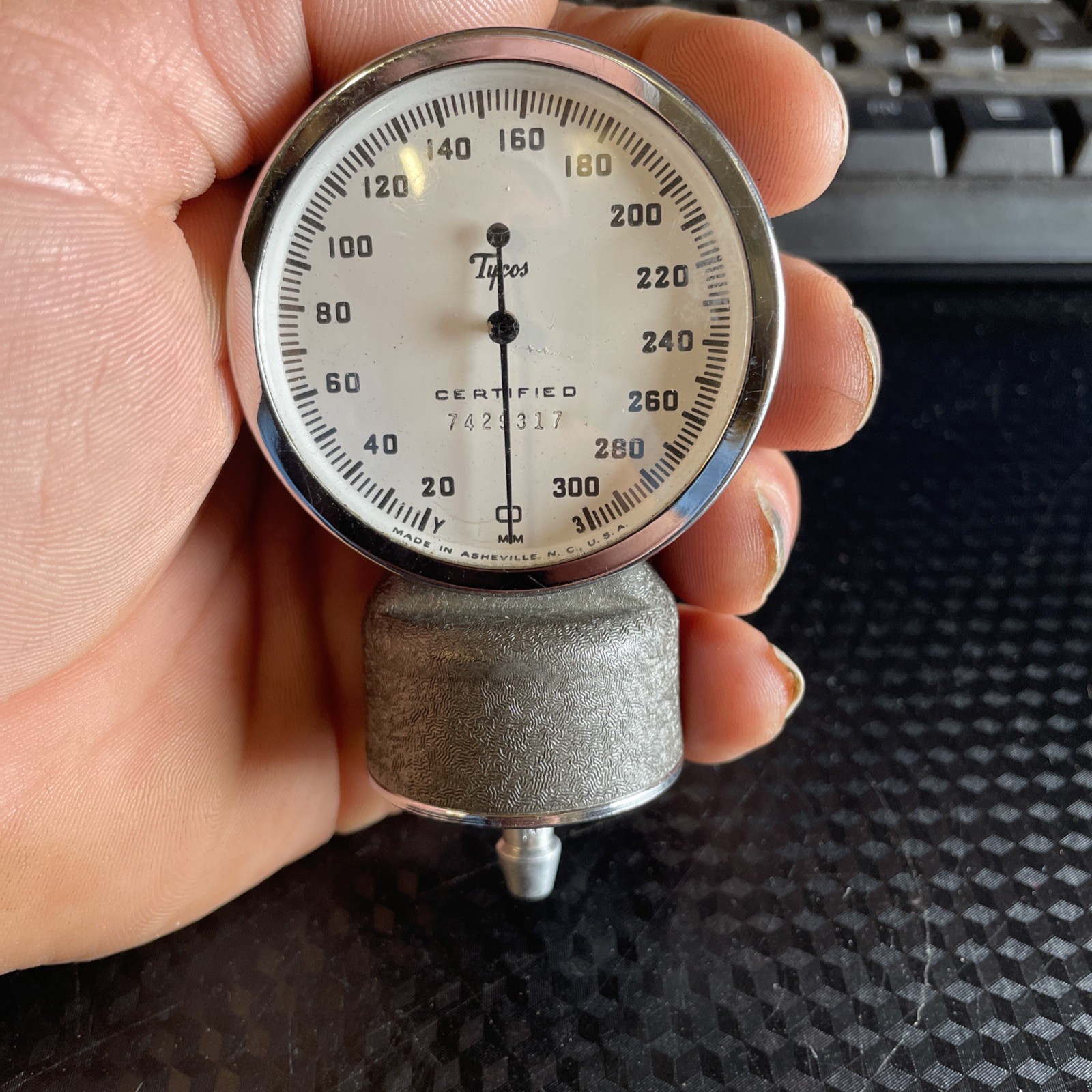 Vintage Tycos Certified Blood Pressure Gauge Head N-45 0-300 w/Clip