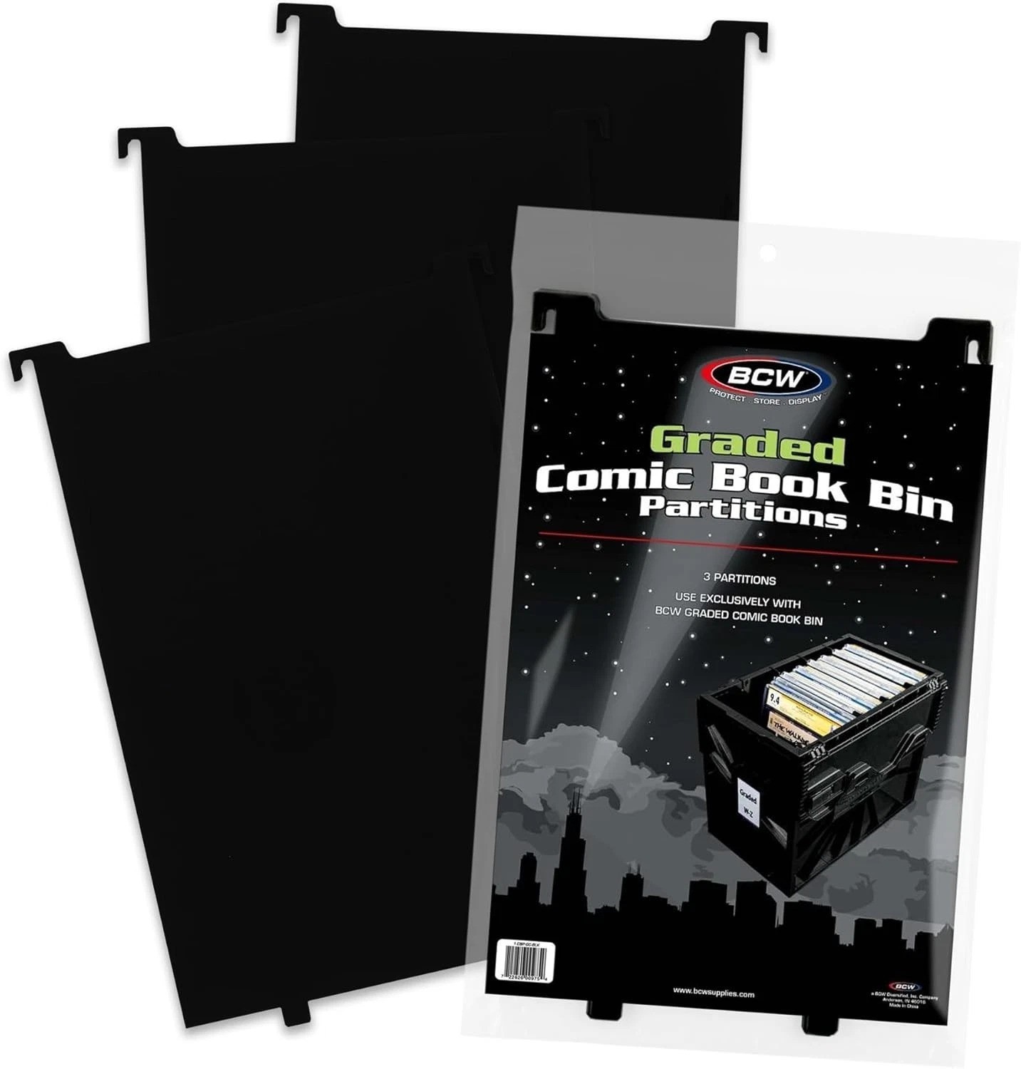 Exclusive Black Comic Book Bin Partitions - 3 Pack for Graded Collections