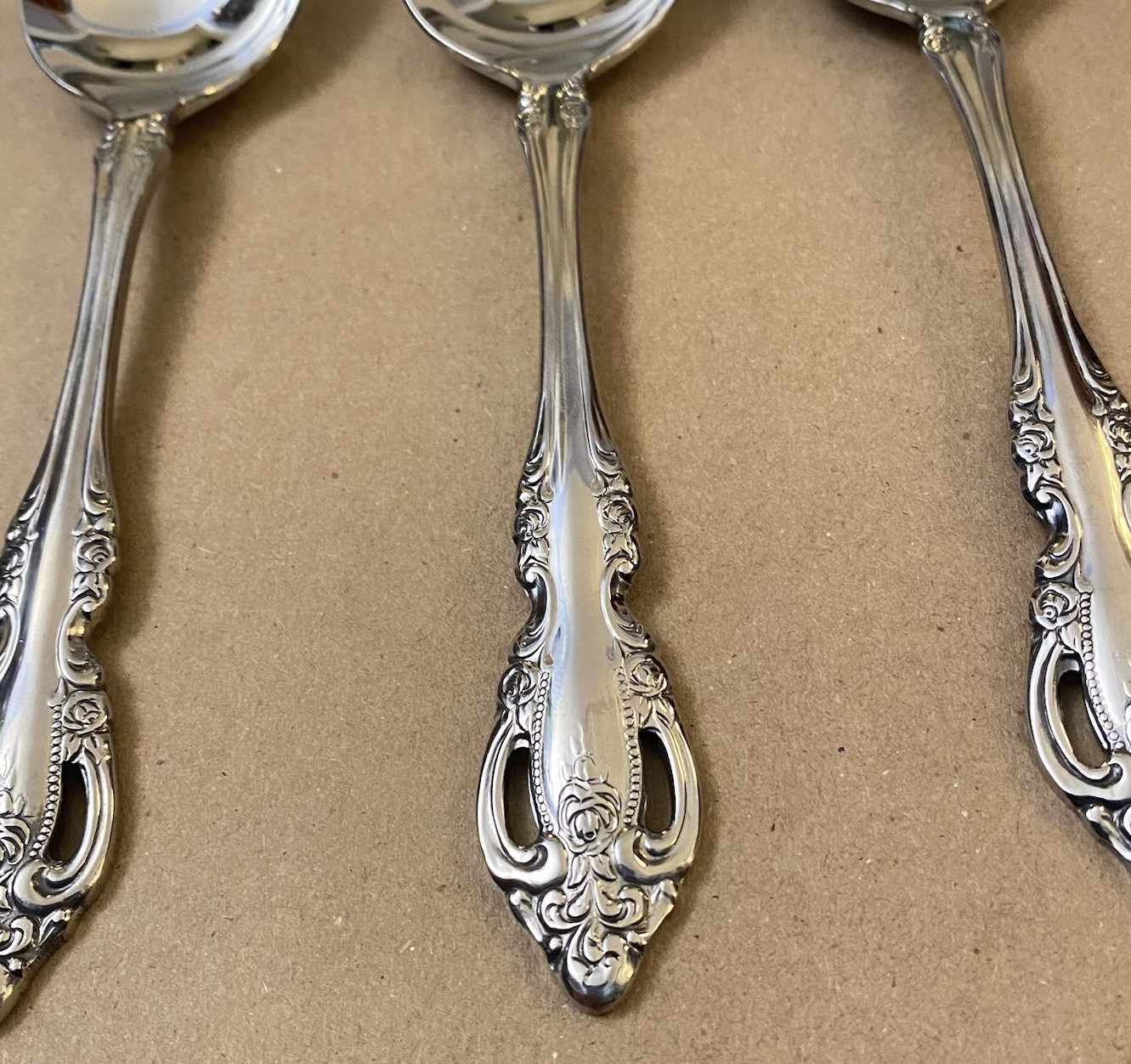 3 Oneida Community Brahms Stainless 6 7/8” Round Gumbo Soup Spoon Flatware