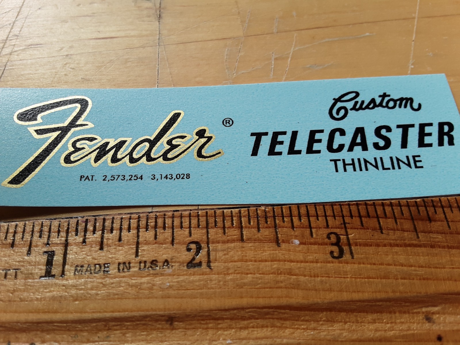 Fender Telecaster Custom Thinline, Premium Waterslide Decal, Metallic Gold Ink