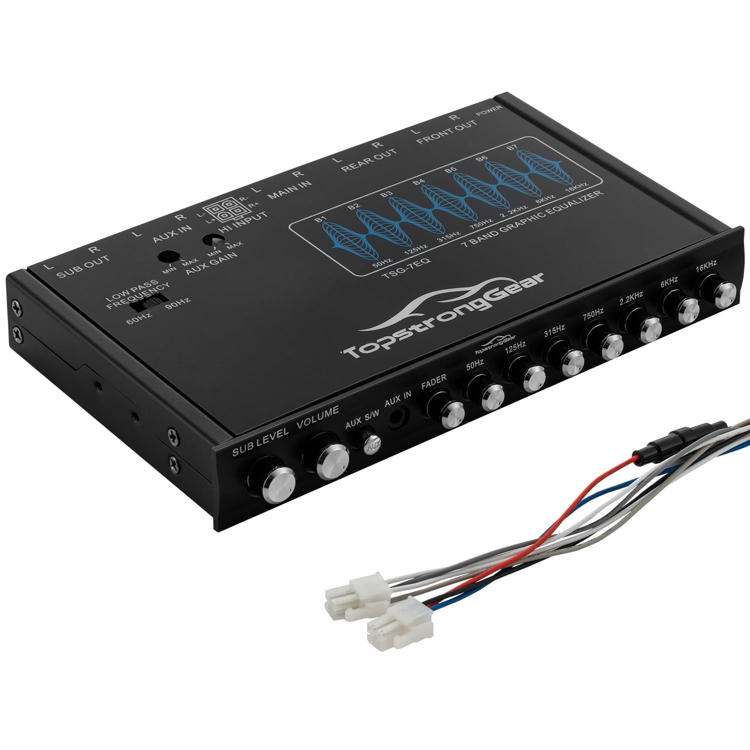 TOPSTRONGGEAR TSG7EQ 7-Band Car Audio Graphic Equalizer with Front Black