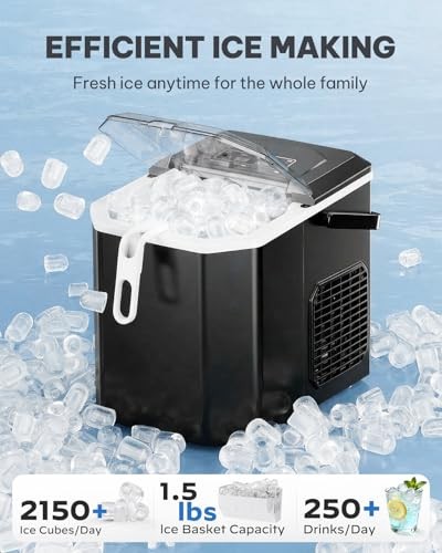 Silonn Countertop Ice Maker Portable Self-Cleaning 9 Cubes 6 Mins 26 Lbs Daily
