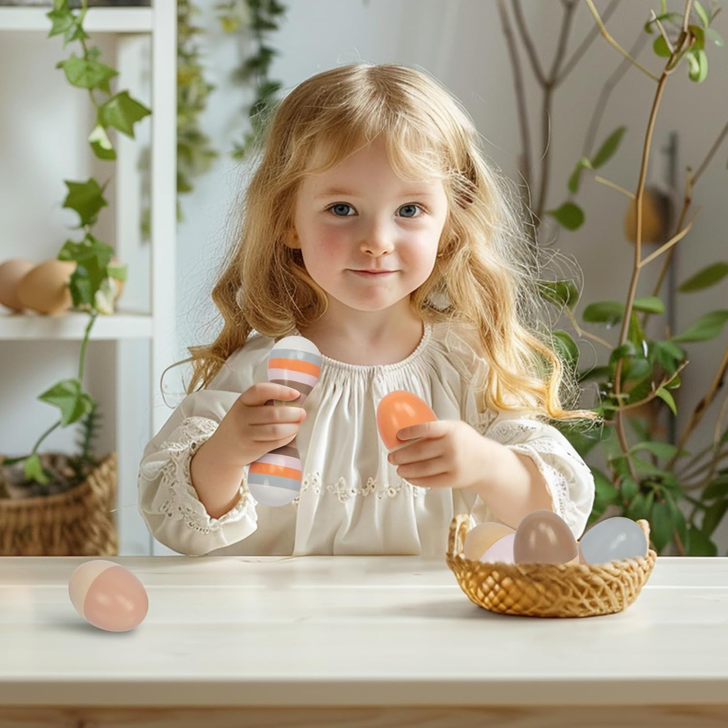 5 Pcs Wooden Baby Egg Shakers Hand Musical Maracas Percussion Instruments for To