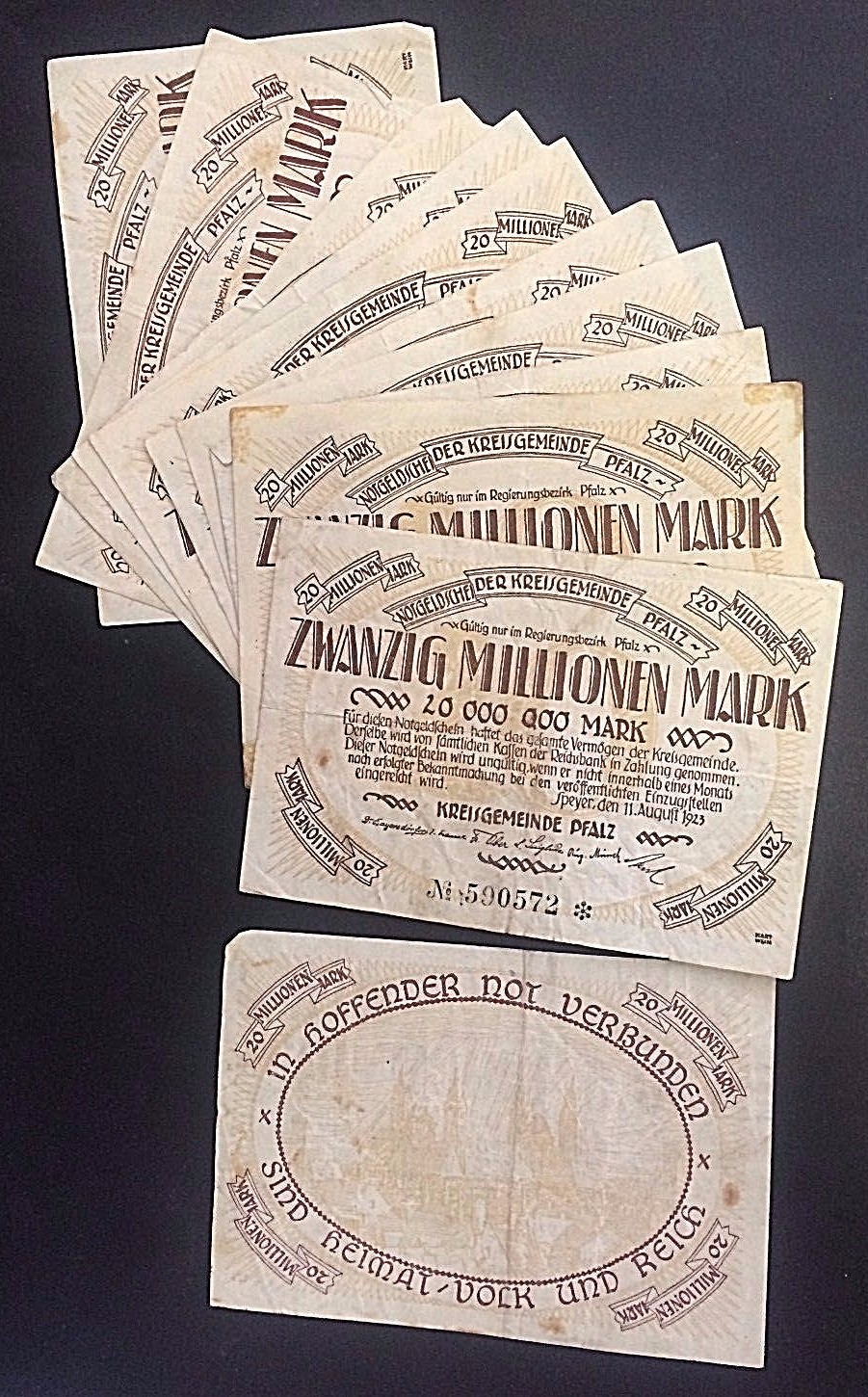 WHOLESALE - 20 GERMANY SPEYER 20 MILLION MARKS of 1923 TOWN in EGG SHAPE CIRC