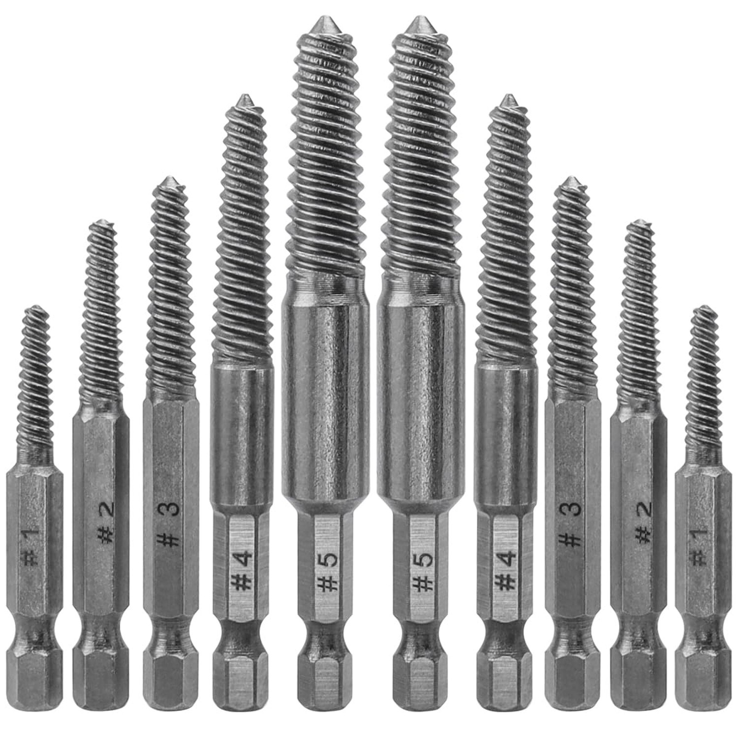 Wolfride 10Pcs Broken Screw Extractor Set, Stripped Screw Remover Drill Bit K...