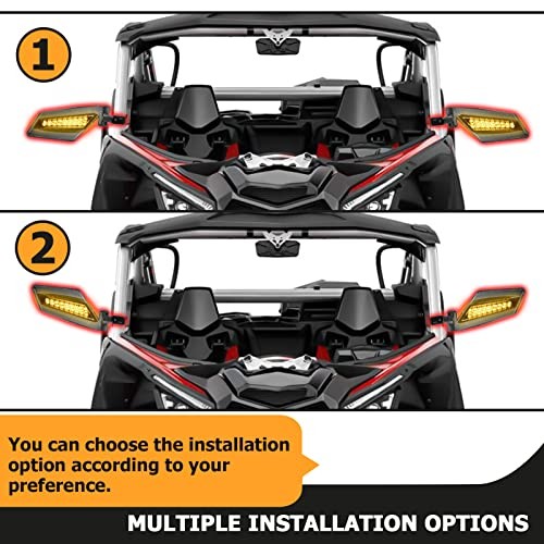 UTV Rear View Side Mirror with Turn Signal LED Light for 1.5"-2" Roll Bar