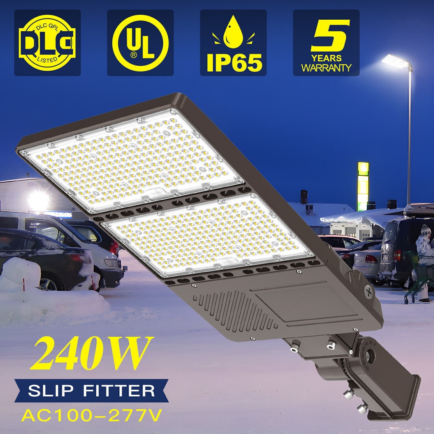 240W LED Parking Lot Light 33,600LM Dusk to Dawn Outdoor LED Shoebox Pole Lights