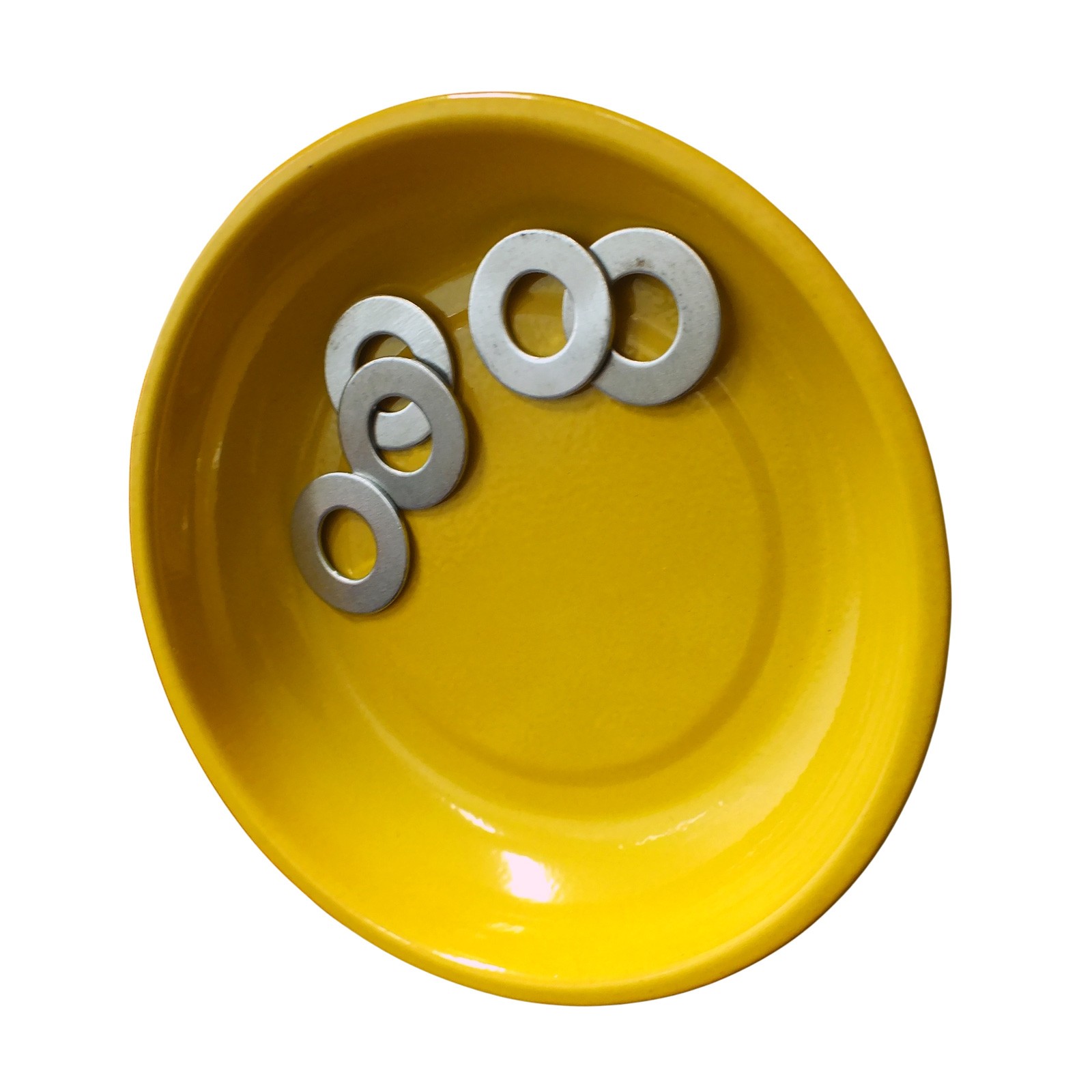 3pc Magnetic Parts Trays Hi-Vis Yellow 100mm 4" Round Dish for Nuts Bolts Screws