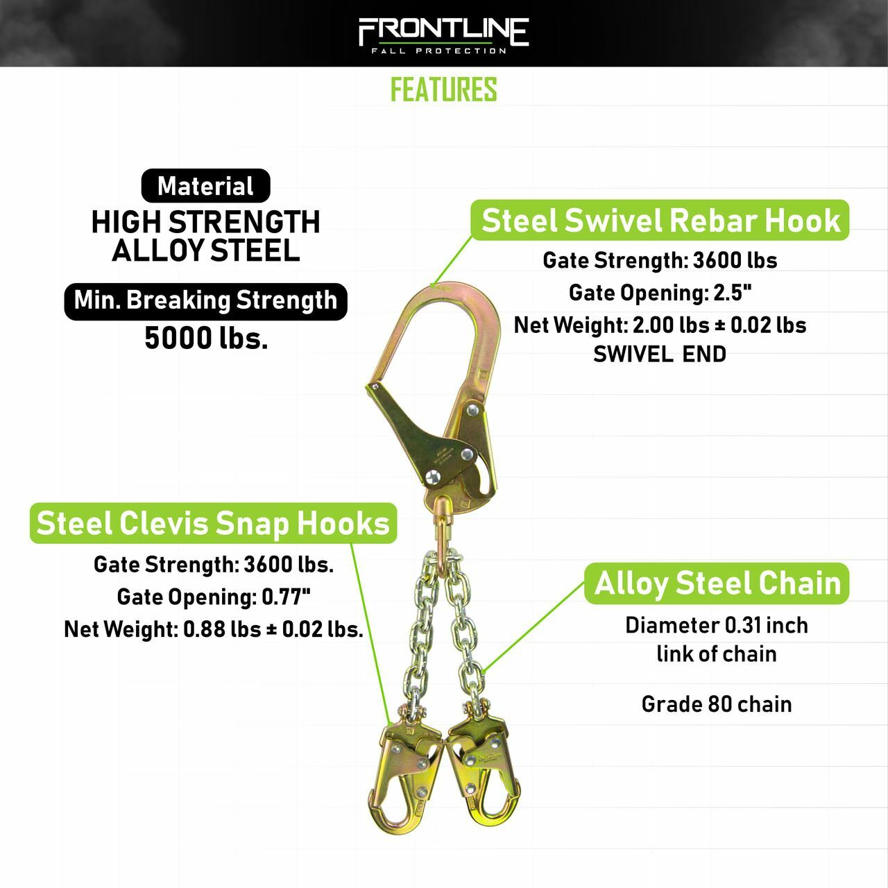 Frontline PSSW2R Rebar Positioning Chain Assembly with Swivel