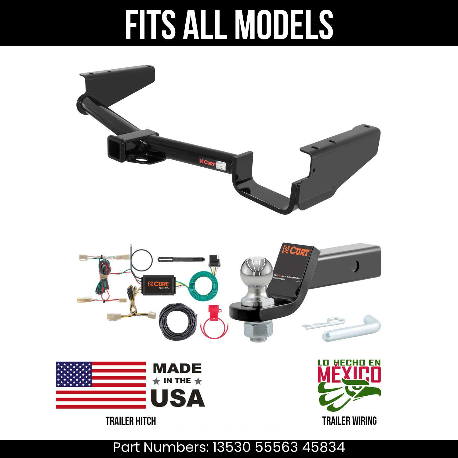 For 04-06 Lexus RX330 Trailer Hitch 4 Pin Wire 178" Ball Fits All Curt 3.5K 2"