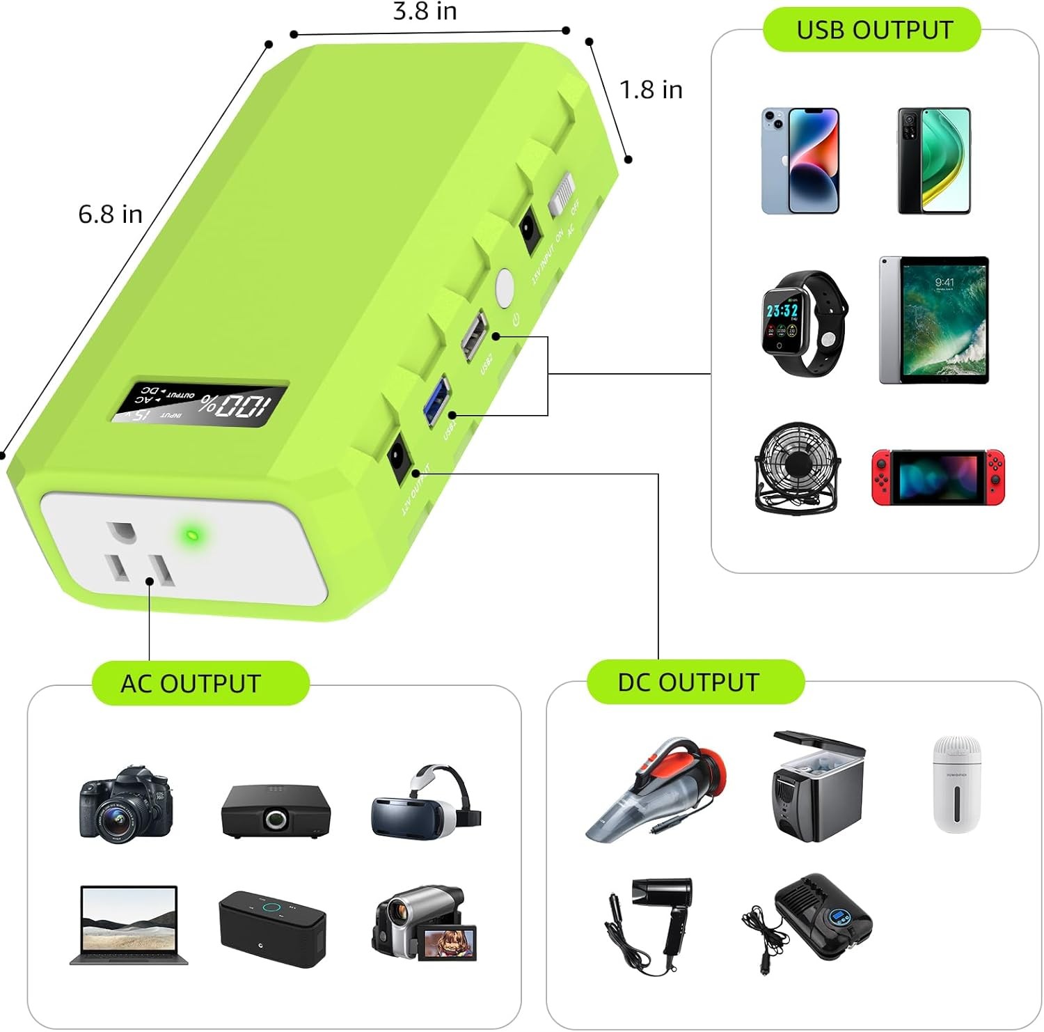 Portable Power Station W/ AC Outlet 65W/110V External Battery Pack