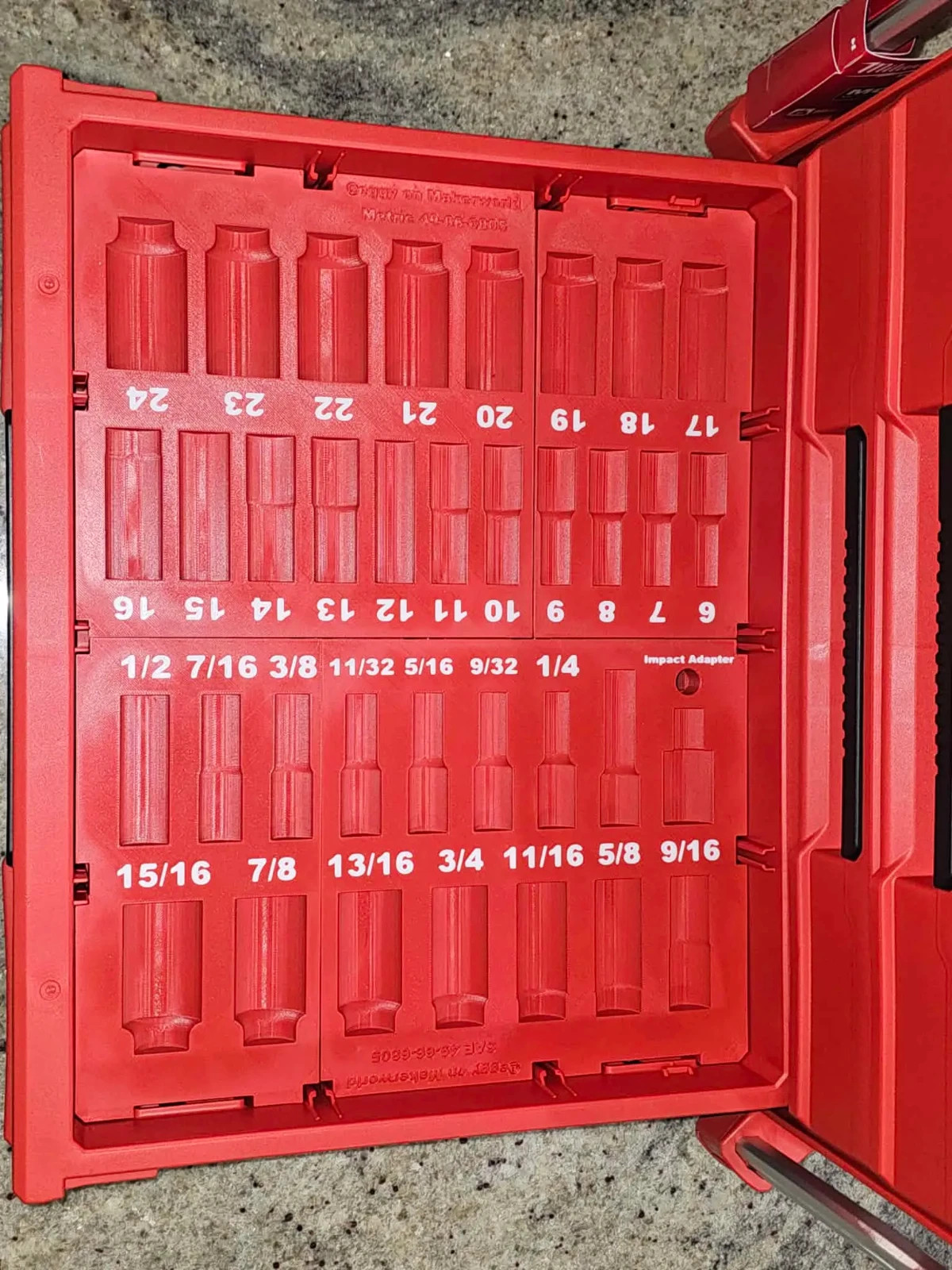 Custom 3/8in 36PC Socket Packout Insert For Dual 4-Drawer Milwaukee | PETG