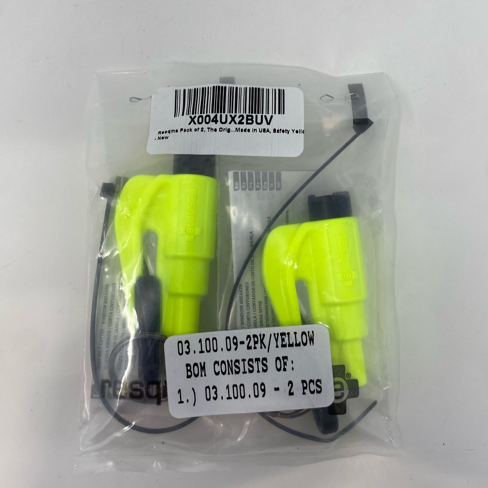 resqme 2-Pack Emergency Keychain Car Escape Tool - Safety Yellow