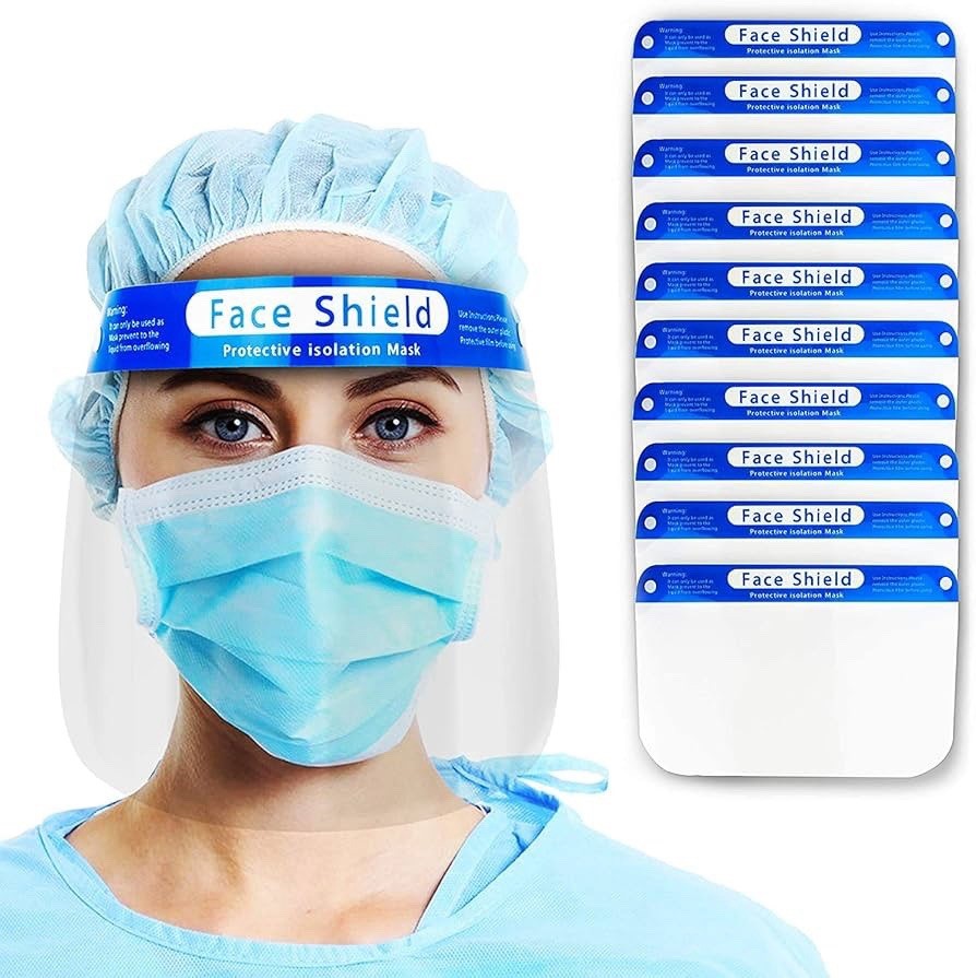 10-pcs Face Shield Screen Safety Protective Eye Splash Proof Full Head-Mounted