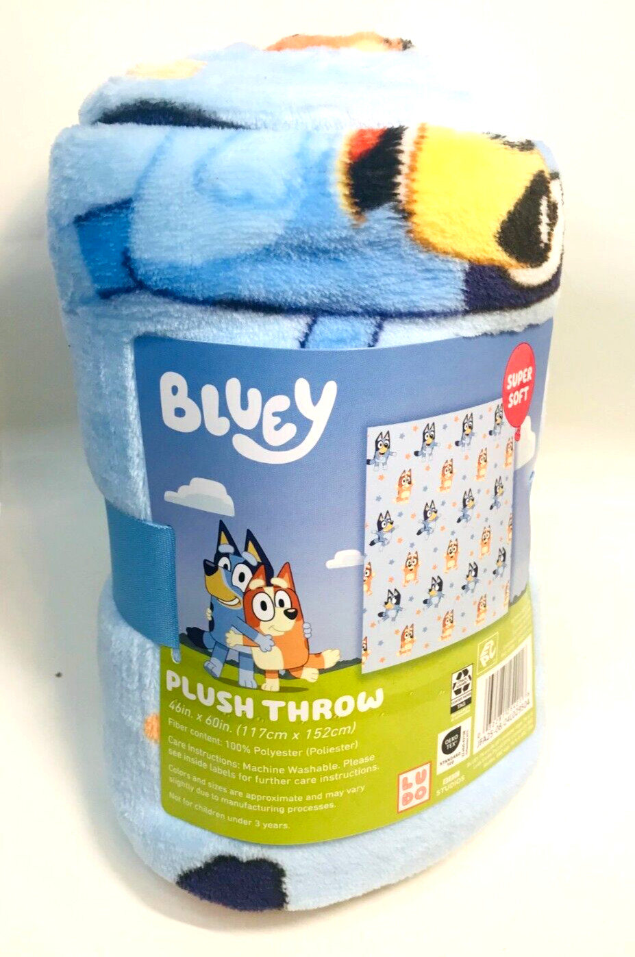 LUDO STUDIOS *BLUEY & BINGO Super Soft Kids Plush Throw* 46"x60" NWT