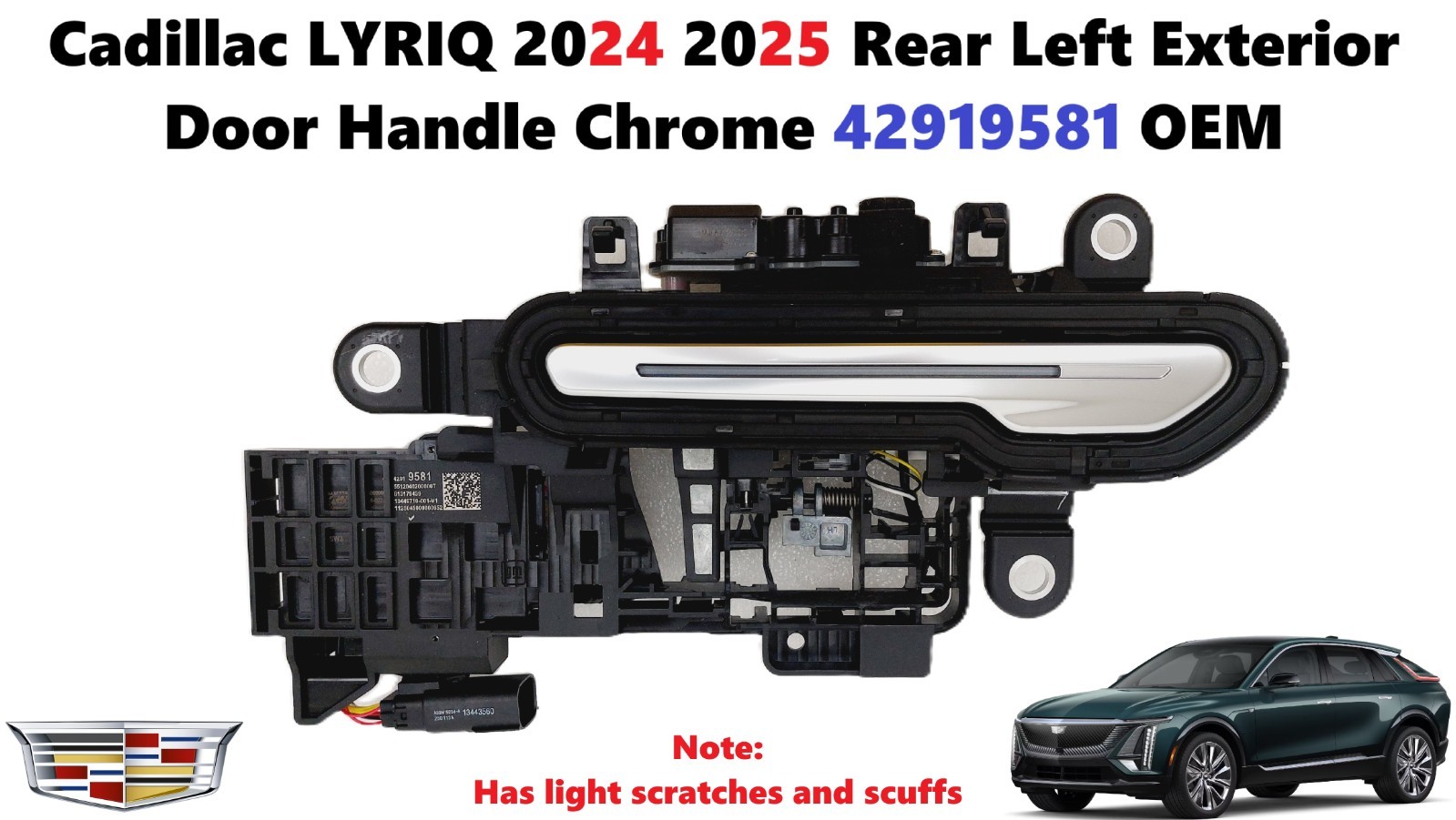 Cadillac LYRIQ 2024 2025 Rear Left Exterior Door Handle Chrome 42919581