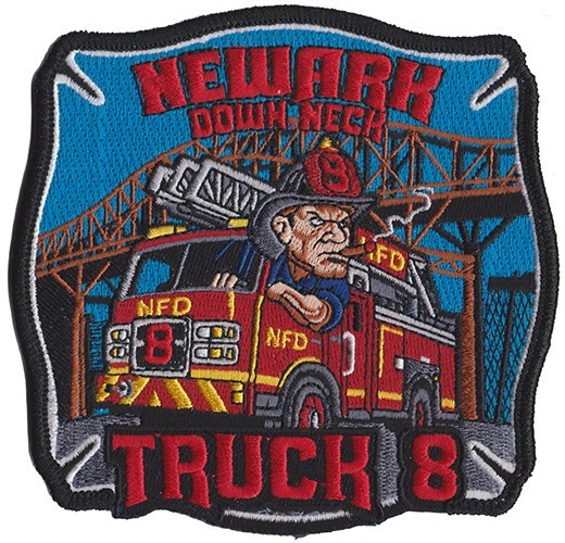 Newark Fire Department Truck 8 Down Neck - NEW Fire Patch
