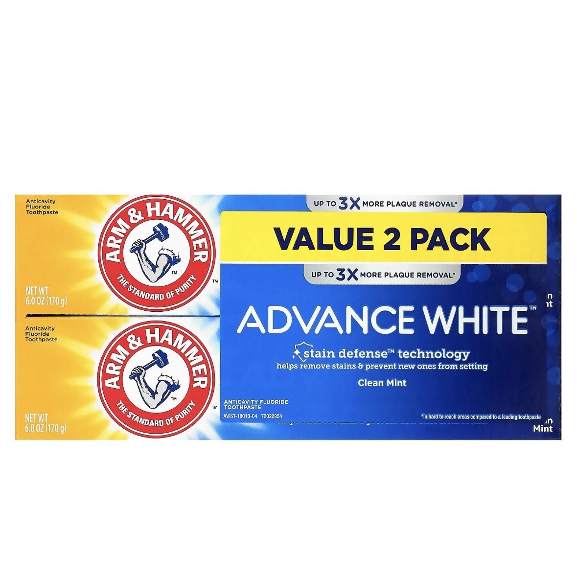 Advance White, Anticavity Fluoride Toothpaste, Clean Mint, Twin Pack, 6 oz