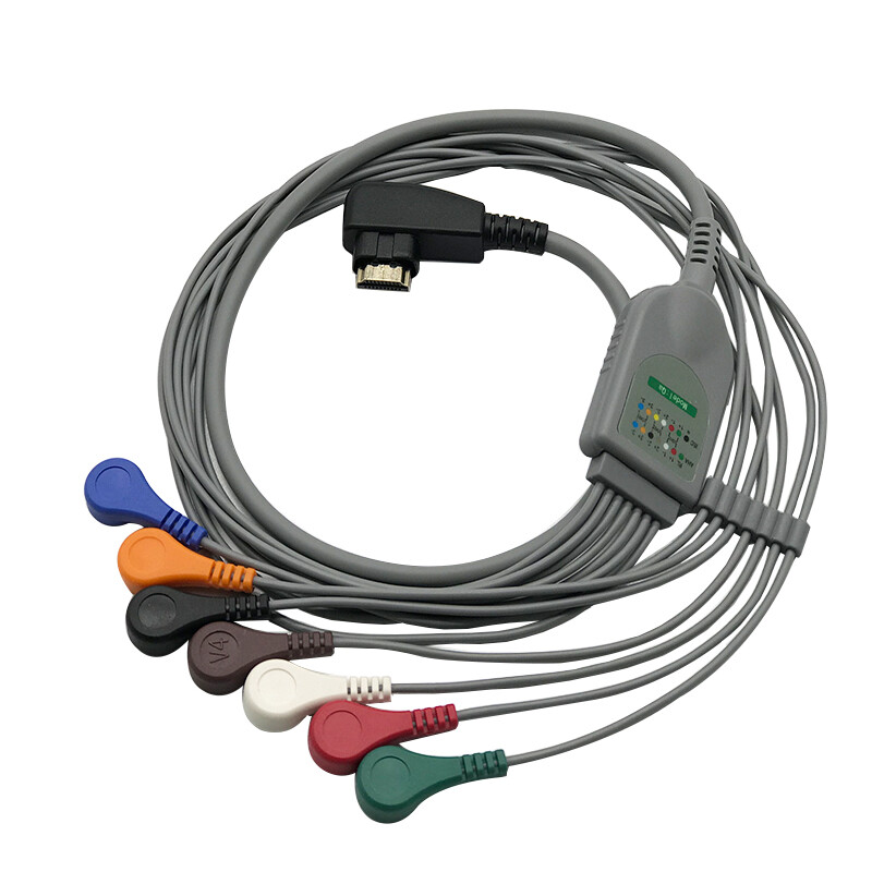 7 Leads Holter ECG Cable Leadwires,Snap AHA,Compatible DMS300-4A 24H Recorder