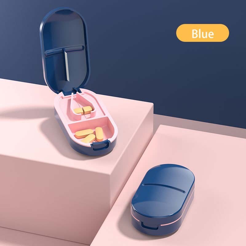 New PILL CUTTER Splitter Half Storage Compartment Box Medicine Tablet Holder.