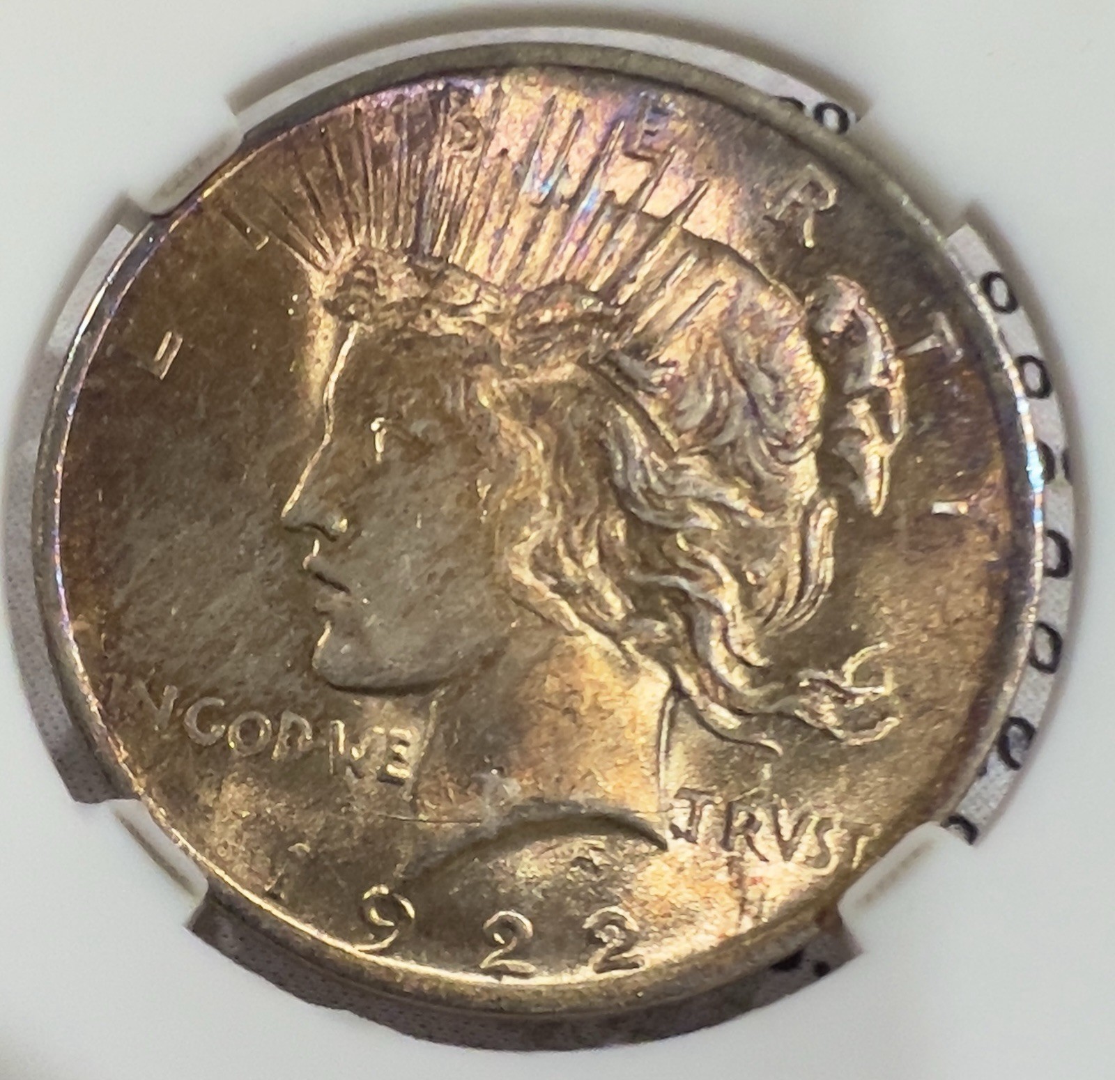 1922-P Peace $1 Dollar Rainbow Toned Beautiful Colors 🌈 & Shine! -10