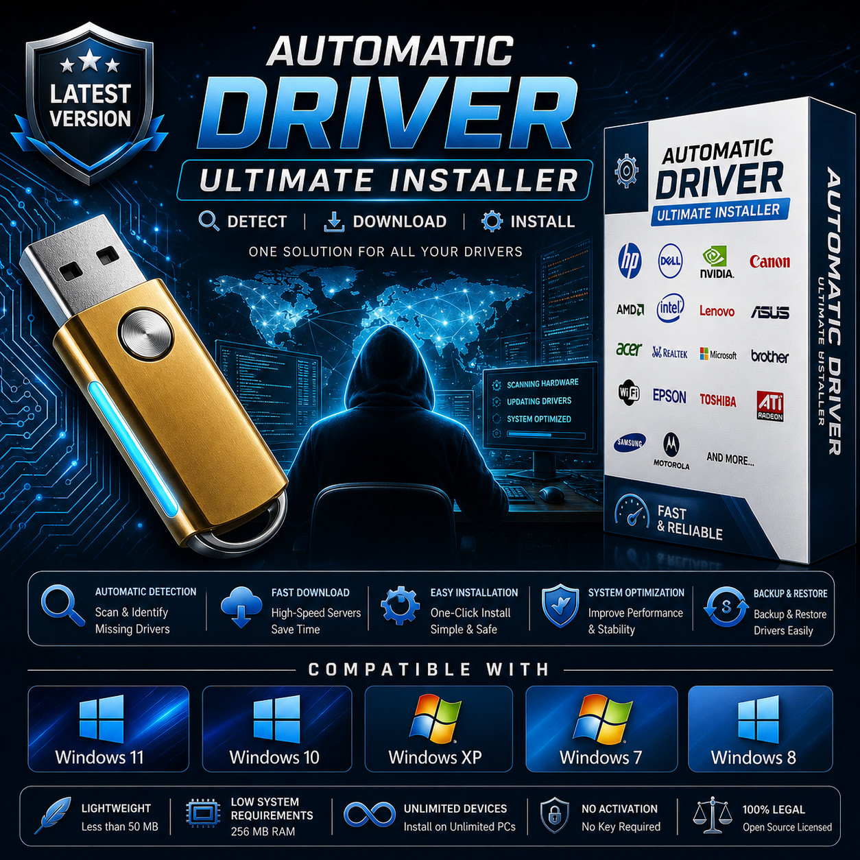 Automatic Driver Ultimate Installer ~ Windows 11, 10, NT, 95, 98, 2000, xp, 7, 8