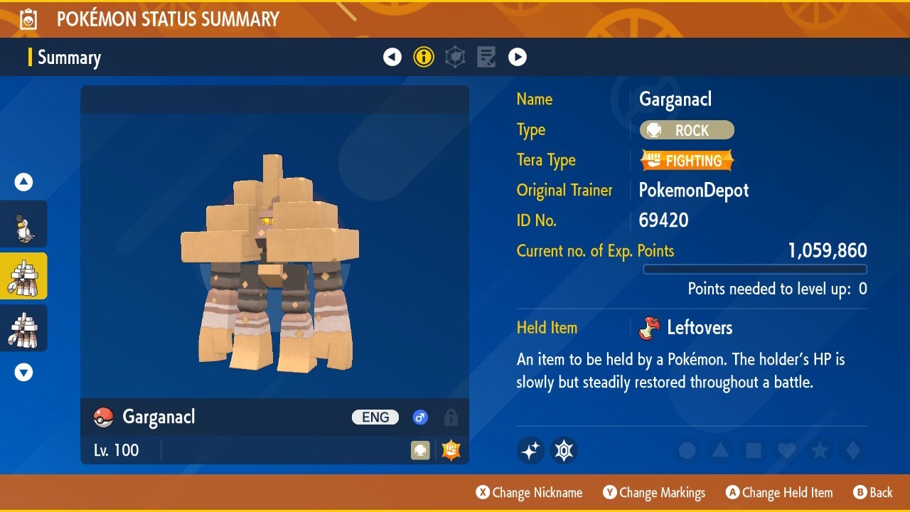6IV Shiny Garganacl Pokemon Scarlet and Violet *SAME DAY*