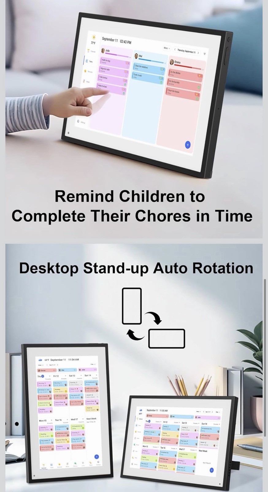 Smart Digital Calendar 10.1" HD Smart Touch Screen Interactive Black