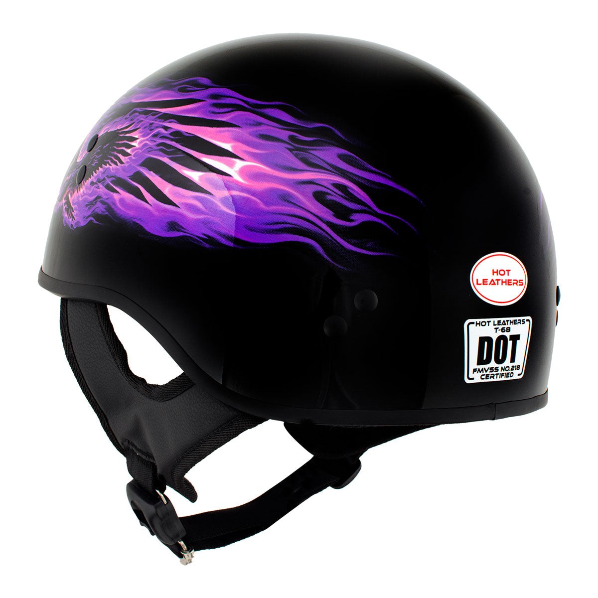 Motorcycle Helmet Hot Leathers Black Out Eagle DOT Half Helmet