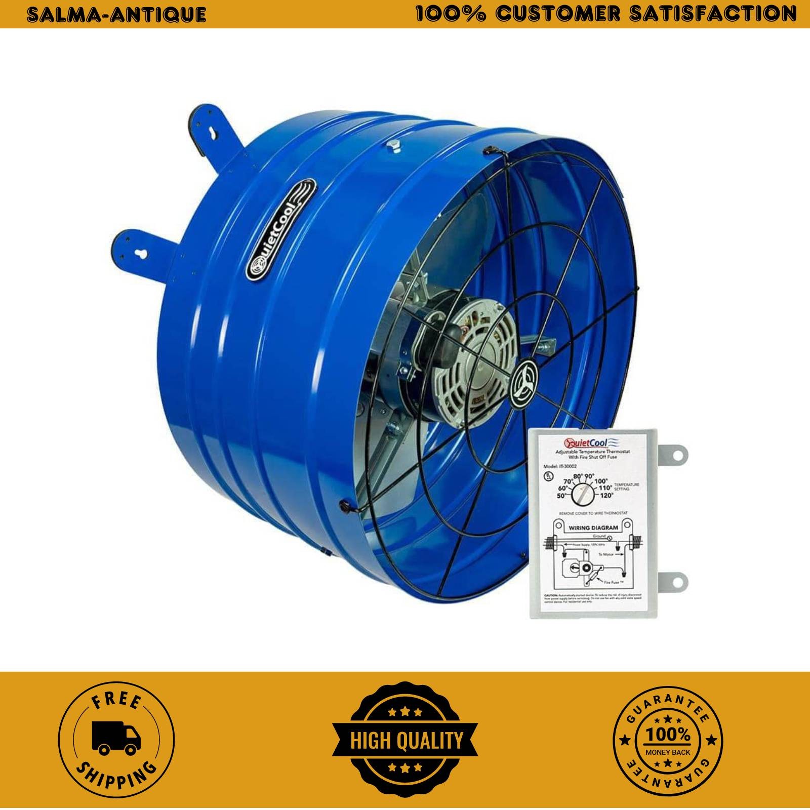 QuietCool Gable Mount Attic Fan 120V 1945-CFM 2-Speed w/ Built-In Thermostat