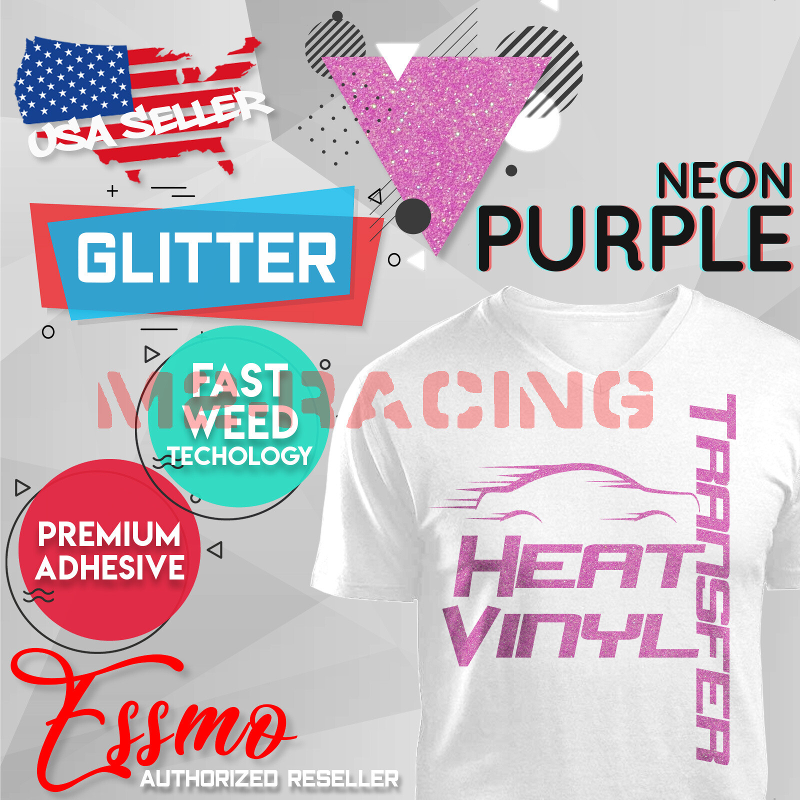Purple Neon Glitter Heat Transfer Vinyl HTV T-Shirt 20" Wide Iron On /Heat Press