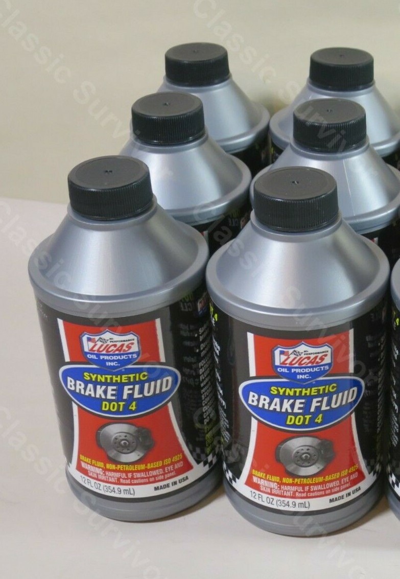 Lucas 10827 DOT 4 Synthetic Brake Fluid 12oz Can Case of 6