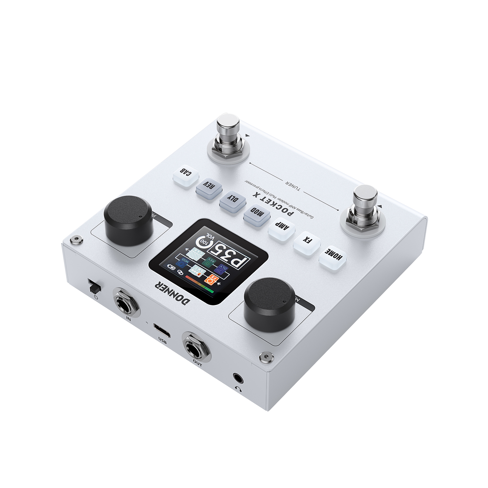 Donner Pocket X Multi Effects Pedal 62 Effects 20 IRs 3-band EQ Built-in Battery