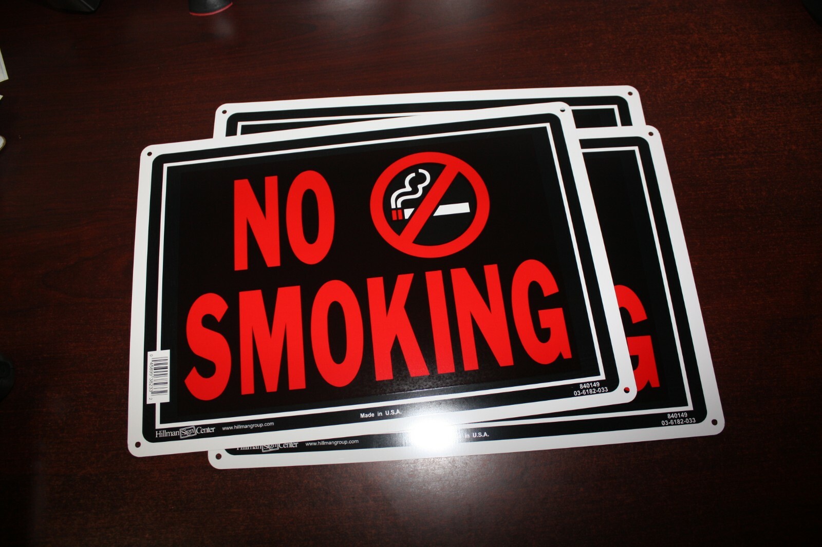 " NO SMOKING "   NEW SET OF 3 SIGN 10" x 14" Aluminum ( metal ) Hillman Signs