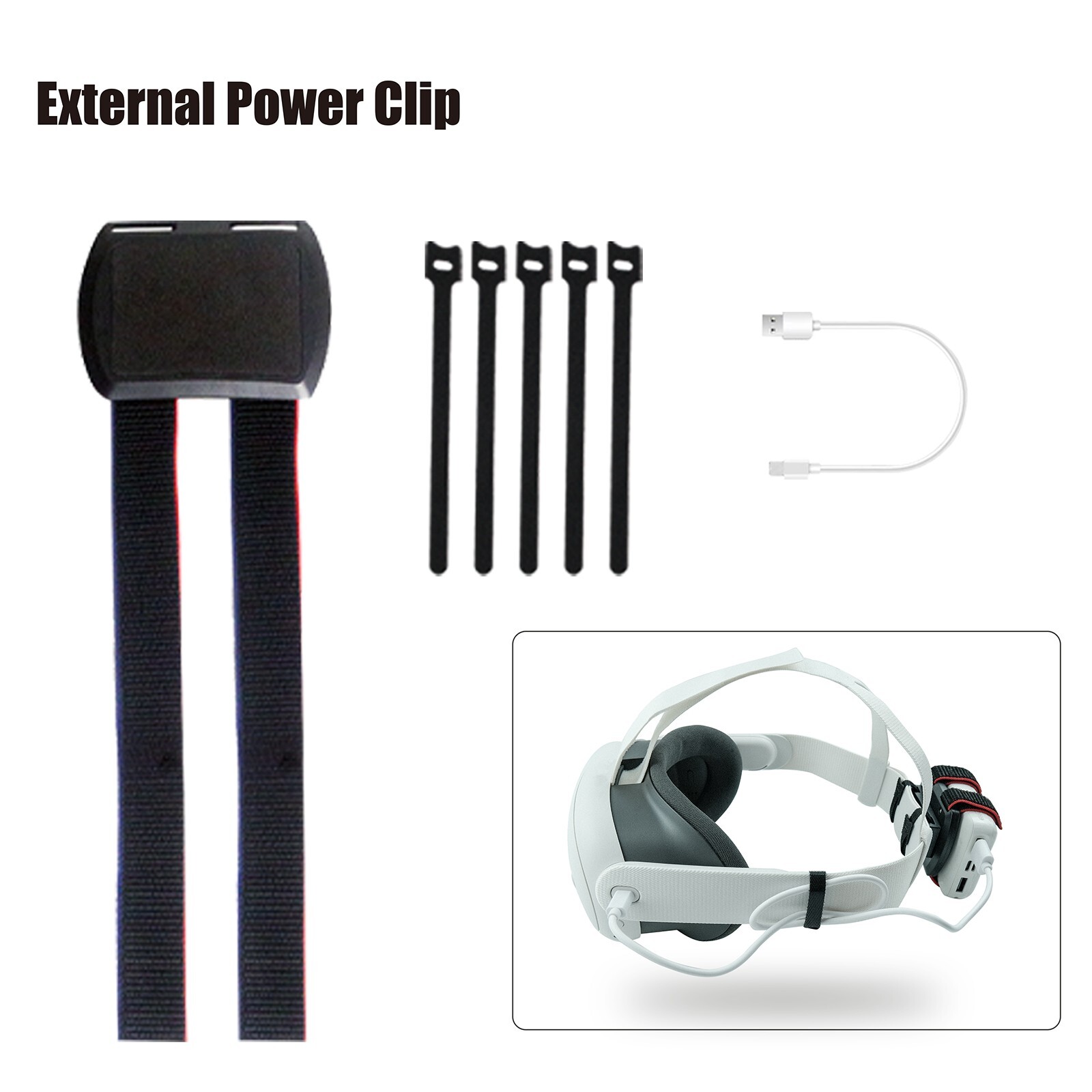 Mobile External Power Holder Clips Power Fixing Strap for Quest 3 Accessories