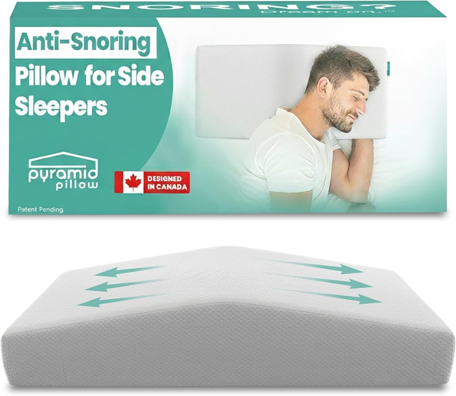 Ergonomic Side Sleeper Memory Foam Anti-Snoring Pillow with Washable Cover