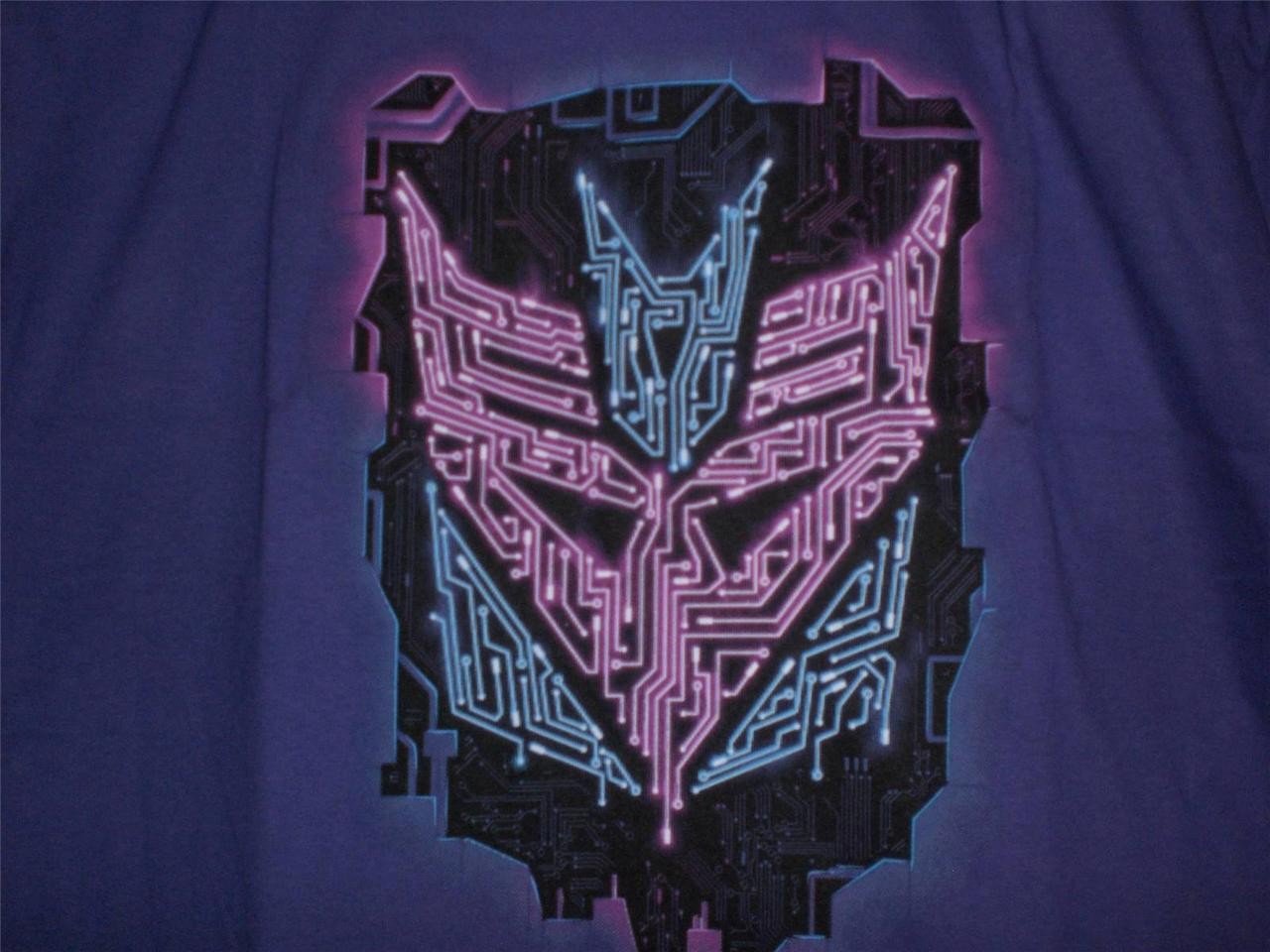 TeeFury Transformers LARGE "Decept-Iconic" Decepticon Tribute Shirt PURPLE