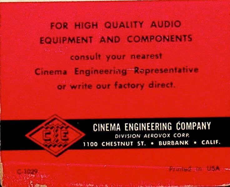 AUDIO POWER CONVERSION CHART CINEMA ENG. CO. AEROXOX CORP. -E13-G